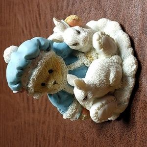 Cherished Teddies SONJA " Holiday Cuddles" Bear and Bunnies Figurine Easter
